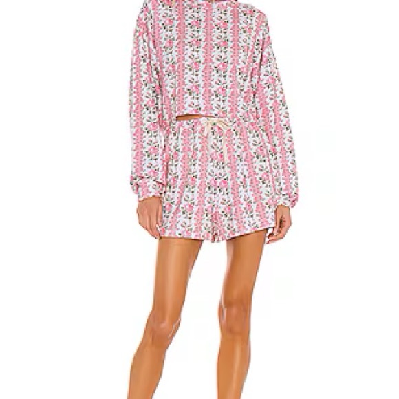 Stripe & Stare x LoveShackFancy Cropped Sweatshirt & Shorts Set Bloom- Size XS-M - Picture 6 of 16
